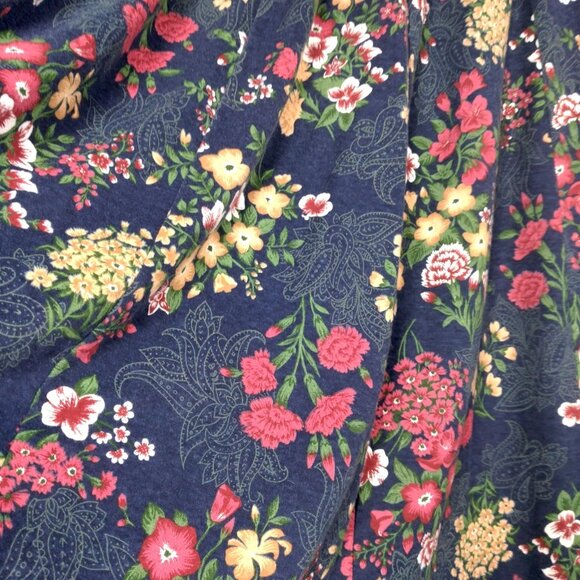 Vintage Large Skirt And Shirt Knit Outfit Set Blue Floral Cottagecore Soft USA - Picture 6 of 16